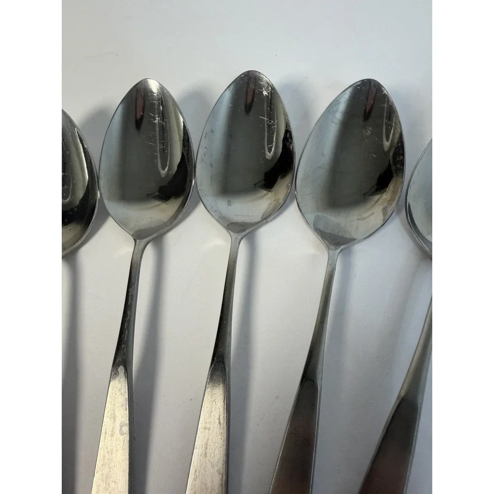 Lot Of 6 Oval Soup Table Spoons BLACK ROSE National Stainless Japan